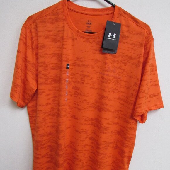 NWT Under Armour Rush Vanish Energy Printed Orange Short-Sleeve T-Shirt Large - Picture 1 of 6